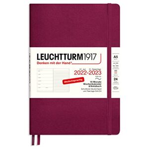 LEUCHTTURM1917 365807 Weekly Calendar & Notebook Softcover Medium (A5) 2023, 18 Months, Port Red, German LEUCHTTURM1917 365807 Weekly Calendar & Notebook Softcover Medium (A5) 2023, 18 Months, Port Red, German