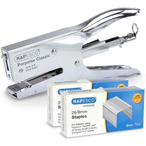 Rapesco 1298A Porpoise Classic Stapling Plier with 10,000 Type 26/8mm Staples, 45 Sheet Capacity, Chrome Rapesco 1298A Porpoise Classic Stapling Plier with 10,000 Type 26/8mm Staples, 45 Sheet Capacity, Chrome