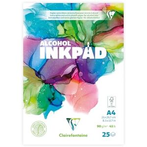 Clairefontaine 976107C Bloc Encollé Alcohol Inkpad A4 21x29,7 cm 90g 25 Feuilles Papier Pour Encres à Alcool Extra Blanc Idéal Pour le Fluid Painting avec des Encres à alcool Clairefontaine 976107C Bloc Encollé Alcohol Inkpad A4 21x29,7 cm 90g 25 Feuilles Papier Pour Encres à Alcool Extra Blanc Idéal Pour le Fluid Painting avec des Encres à alcool