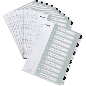 Leitz Wow Printable Index, Extra-Wide, 1-12 Numbered Tabs, PP, A4, White/Black, 12160000 Leitz Wow Printable Index, Extra-Wide, 1-12 Numbered Tabs, PP, A4, White/Black, 12160000