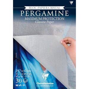 Clairefontaine 976101C Bloc Encollé Pergamine A3 29,7x42 cm 45g 30 Feuilles Papier Cristal Souple Légèrement Transparent Idéal Pour Protéger des Dessins Clairefontaine 976101C Bloc Encollé Pergamine A3 29,7x42 cm 45g 30 Feuilles Papier Cristal Souple Légèrement Transparent Idéal Pour Protéger des Dessins