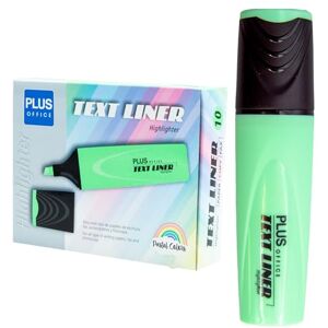 Plus Office Pastel Highlighters, Marker Pen with Beveled Tip, Pack of 10 Water-Based Phosphorescent Markers, Pastel Colour (Green) Plus Office Pastel Highlighters, Marker Pen with Beveled Tip, Pack of 10 Water-Based Phosphorescent Markers, Pastel Colour (Green)
