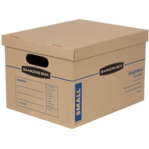BANKERS BOX 10 Strong Moving Boxes, SmoothMove Classic 32 Litre Cardboard Storage Boxes for Moving, Packing Boxes, Tape-Free Assembly, Easy Carry Handles, 38cm x 33cm x 26cm, Brown BANKERS BOX 10 Strong Moving Boxes, SmoothMove Classic 32 Litre Cardboard Storage Boxes for Moving, Packing Boxes, Tape-Free Assembly, Easy Carry Handles, 38cm x 33cm x 26cm, Brown