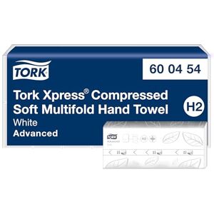 Tork Xpress Compressed Soft Multifold Hand Towels White H2, Advanced, 2-ply, M-fold, Large, 6 x 200 Sheets, 600454 Tork Xpress Compressed Soft Multifold Hand Towels White H2, Advanced, 2-ply, M-fold, Large, 6 x 200 Sheets, 600454