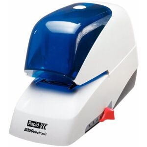 Rapid Supreme 5050e Contactless Electric Stapler, 50 Sheet Capacity, Mains Powered with global Plug, Flat Clinch Stapling, Staples Included, Metal and Plastic, White/Blue, 20993210 Rapid Supreme 5050e Contactless Electric Stapler, 50 Sheet Capacity, Mains Powered with global Plug, Flat Clinch Stapling, Staples Included, Metal and Plastic, White/Blue, 20993210