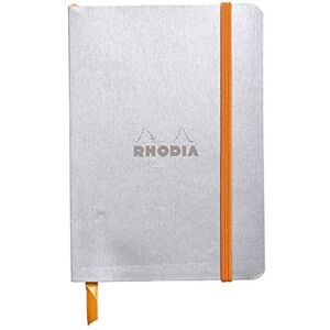 Rhodia 117301C Silver Flexible Notebook A6 Lined 144 pages Ivory Clairefontaine Paper 90 g/m Bookmark, Elastic Closure Faux Leather Cover rama Collection Rhodia 117301C Silver Flexible Notebook A6 Lined 144 pages Ivory Clairefontaine Paper 90 g/m Bookmark, Elastic Closure Faux Leather Cover rama Collection