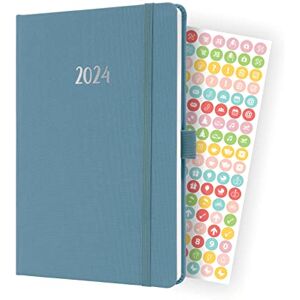 Sigel J4401 Weekly planner Jolie 2024, FSC-certified, 2 pages equal to 1 week, hardcover with a fabric surface, approx. A5, Blue, 174 pages Sigel J4401 Weekly planner Jolie 2024, FSC-certified, 2 pages equal to 1 week, hardcover with a fabric surface, approx. A5, Blue, 174 pages