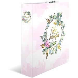 HERMA Wedding Planner Folder with Wir Heiraten Motif, A4, Wedding Organiser with Gold Embellishments and 10-Piece Register, Engagement Gift HERMA Wedding Planner Folder with Wir Heiraten Motif, A4, Wedding Organiser with Gold Embellishments and 10-Piece Register, Engagement Gift