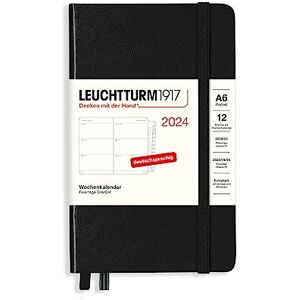 LEUCHTTURM1917 367637 Pocket A6 Weekly Calendar 2024 with Extra Book for Addresses and Anniversaries, Black, German, 12 Months LEUCHTTURM1917 367637 Pocket A6 Weekly Calendar 2024 with Extra Book for Addresses and Anniversaries, Black, German, 12 Months