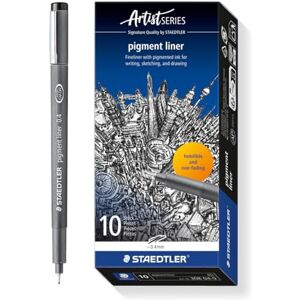 STAEDTLER 308 04-9 Pigment Liner Fineliner Pen for Writing & Technical Drawing Black, 0.4mm (Box of 10) STAEDTLER 308 04-9 Pigment Liner Fineliner Pen for Writing & Technical Drawing Black, 0.4mm (Box of 10)