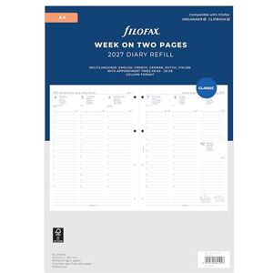 Filofax A4 Week on two pages 5 language appointments 2027 diary 27-68714 Filofax A4 Week on two pages 5 language appointments 2027 diary 27-68714