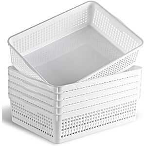 Eslite A4 Size Plastic Storage Basket,Desktop File Paper Letter Organizer Tray, 6-Packs (White) Eslite A4 Size Plastic Storage Basket,Desktop File Paper Letter Organizer Tray, 6-Packs (White)