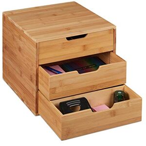 Relaxdays Desk Organiser, 3, Office Supplies, Bamboo Tray, Drawer Box, H x W x D 26 x 30 x 31 cm, Natural Relaxdays Desk Organiser, 3, Office Supplies, Bamboo Tray, Drawer Box, H x W x D 26 x 30 x 31 cm, Natural