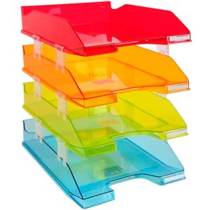 Exacompta Ref 113299SETD Linicolor Stackable Letter Tray Combo Midi (Set of 4) 347 x 255 x 244mm, Suitable for A4+ Documents, 12 Spacers Included Assorted Colours Exacompta Ref 113299SETD Linicolor Stackable Letter Tray Combo Midi (Set of 4) 347 x 255 x 244mm, Suitable for A4+ Documents, 12 Spacers Included Assorted Colours