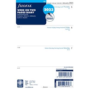 Filofax A5 week on two pages 5 language 2023 diary, White (23-68516) Filofax A5 week on two pages 5 language 2023 diary, White (23-68516)
