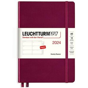 LEUCHTTURM1917 367614 Weekly Planner Medium (A5) 2024, 12 Months, Port Red, English LEUCHTTURM1917 367614 Weekly Planner Medium (A5) 2024, 12 Months, Port Red, English