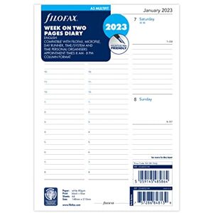 Filofax A5 Week on two pages English multi-fit 2023 diary, White (Pages for Diary in the form of paper) Filofax A5 Week on two pages English multi-fit 2023 diary, White (Pages for Diary in the form of paper)