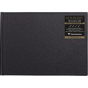 Clairefontaine Ref 34246C Goldline Casebound Pad (64 White Sheets) A5 (210 x 148mm) Size, 140gsm Paper, Landscape Layout Black Cover Suitable for Dry Techniques Clairefontaine Ref 34246C Goldline Casebound Pad (64 White Sheets) A5 (210 x 148mm) Size, 140gsm Paper, Landscape Layout Black Cover Suitable for Dry Techniques
