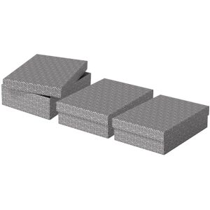 Esselte Medium Storage & Gift Box With Lid, Pack Of 3, Home/Office Storage, Organisation & Gift Packing, 100% Recycled Cardboard, 100% Recyclable, Geometric Design, Grey, 628285 Esselte Medium Storage & Gift Box With Lid, Pack Of 3, Home/Office Storage, Organisation & Gift Packing, 100% Recycled Cardboard, 100% Recyclable, Geometric Design, Grey, 628285
