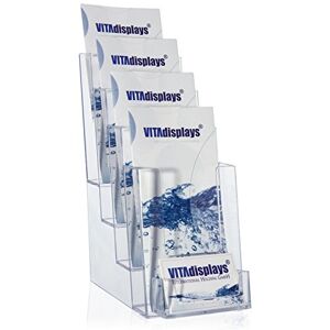 Taymar Brochure Stand, Flyer Stand, Flyer Holder DIN Long (DL) A6 with 4 Levels and Extra Business Card Holder Taymar Brochure Stand, Flyer Stand, Flyer Holder DIN Long (DL) A6 with 4 Levels and Extra Business Card Holder