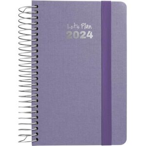 Grafoplás Small Spiral Agenda 2024 Week to View Lavender Blue A6 Spanish Spiral Fabric Lined Hard Cover Elastic Closure January-December Fancy Series Grafoplás Small Spiral Agenda 2024 Week to View Lavender Blue A6 Spanish Spiral Fabric Lined Hard Cover Elastic Closure January-December Fancy Series