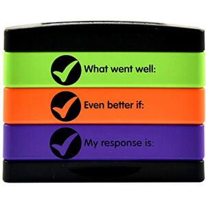 SuperStickers Multi Message 3-in-1 Stamp Stack for teachers: What Went Well/Even Better If/My Response Is in green, orange and purple ink. SuperStickers Multi Message 3-in-1 Stamp Stack for teachers: What Went Well/Even Better If/My Response Is in green, orange and purple ink.