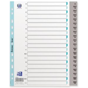 Oxford 25 Packs of Alphabetic Dividers A4XL 20 Positions Opaque Polypropylene Thickness 12/100 Grey Oxford 25 Packs of Alphabetic Dividers A4XL 20 Positions Opaque Polypropylene Thickness 12/100 Grey