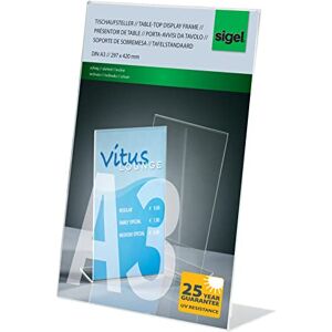 Sigel TA213 Sign Holder, slanted, for A3, single-sided presentation, uv resistant acrylic, transparent, 1 Piece Sigel TA213 Sign Holder, slanted, for A3, single-sided presentation, uv resistant acrylic, transparent, 1 Piece