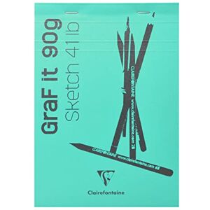 Clairefontaine 96733C Graf'It Stapled Pad 80 Sheets Plain Sketch Drawing Paper Detachable Sheets A6 10.5x14.8 cm 90g Turquoise Cover Pack of 5 pads Clairefontaine 96733C Graf'It Stapled Pad 80 Sheets Plain Sketch Drawing Paper Detachable Sheets A6 10.5x14.8 cm 90g Turquoise Cover Pack of 5 pads