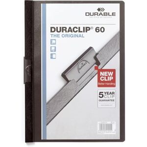 Durable DURACLIP 60 A4 Clip Folder Holds up to 60 Sheets of A4 Paper Robust Metal Sprung Clip Pack of 5 Folders in Black Durable DURACLIP 60 A4 Clip Folder Holds up to 60 Sheets of A4 Paper Robust Metal Sprung Clip Pack of 5 Folders in Black