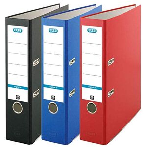 Elba Smart Original A4 Folder 8 cm Wide 3 Colours Red/Blue/Black Pack of 3 Elba Smart Original A4 Folder 8 cm Wide 3 Colours Red/Blue/Black Pack of 3