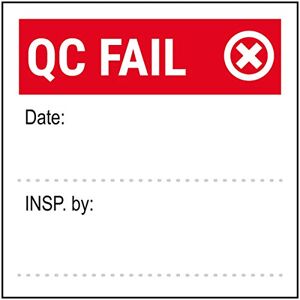 VSafety V Safety QC Fail Write On Red Sticker 51x51mm (Roll of 250) VSafety V Safety QC Fail Write On Red Sticker 51x51mm (Roll of 250)