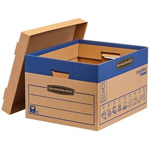 BANKERS BOX 10 Large Strong Moving Boxes, 47L FastFold SmoothMove Cardboard Packing Storage Boxes, Heavy Duty Double Wall Boxes for Moving House with Handles, 43cm x 38cm x 29cm (Pack of 10), Brown BANKERS BOX 10 Large Strong Moving Boxes, 47L FastFold SmoothMove Cardboard Packing Storage Boxes, Heavy Duty Double Wall Boxes for Moving House with Handles, 43cm x 38cm x 29cm (Pack of 10), Brown