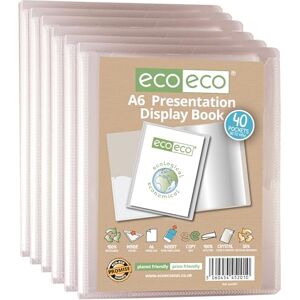 eco-eco A6 Size 50 Percent Recycled 40 Pocket Clear Presentation Display Book, Storage Case Portfolio Art Folder with Plastic Sleeves, Pack of 6 Folders, eco201x6 eco-eco A6 Size 50 Percent Recycled 40 Pocket Clear Presentation Display Book, Storage Case Portfolio Art Folder with Plastic Sleeves, Pack of 6 Folders, eco201x6