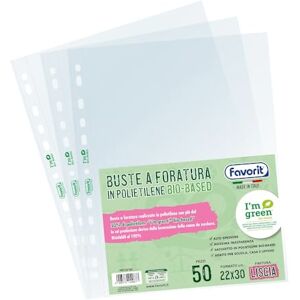 Favorit Perforated Envelopes in Smooth Polyethylene, High Thickness Format 22 x 30 cm, Pack of 50, Transparent with at Least 30% Bio-Based Polyethylene Favorit Perforated Envelopes in Smooth Polyethylene, High Thickness Format 22 x 30 cm, Pack of 50, Transparent with at Least 30% Bio-Based Polyethylene