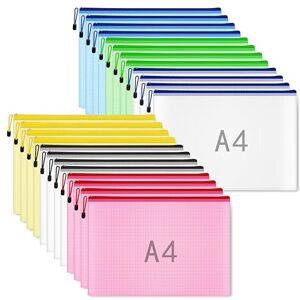 NORTHERN BROTHERS Plastic Wallets A4, 24 Pack Extra Thick A4 Zipped Wallets, Document Zip Folders with Zipper, File Zipper Bags for A4 Paper, Household Bills, Office & Home Storage (6 Colors) NORTHERN BROTHERS Plastic Wallets A4, 24 Pack Extra Thick A4 Zipped Wallets, Document Zip Folders with Zipper, File Zipper Bags for A4 Paper, Household Bills, Office & Home Storage (6 Colors)