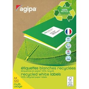 Agipa 102648 – Box of 800 White Recycled Labels – 99.1 x 67.7 mm – Rounded Corners – Printing: Inkjet, Laser and copiers. Agipa 102648 – Box of 800 White Recycled Labels – 99.1 x 67.7 mm – Rounded Corners – Printing: Inkjet, Laser and copiers.