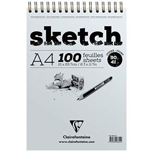 Clairefontaine Ref 96644C Ivory Wirebound Sketch Pad (100 Sheets) A4 (210 x 297mm) in Size, 90gsm Paper Suitable for Sketching with Pencil, Charcoal Clairefontaine Ref 96644C Ivory Wirebound Sketch Pad (100 Sheets) A4 (210 x 297mm) in Size, 90gsm Paper Suitable for Sketching with Pencil, Charcoal