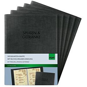 Sigel SM136/5 Menu Folders with Book Screw Binding for A5 Pack of 5 Black with Elegant Linen Texture Durable and Easy Wipe Clean Sigel SM136/5 Menu Folders with Book Screw Binding for A5 Pack of 5 Black with Elegant Linen Texture Durable and Easy Wipe Clean