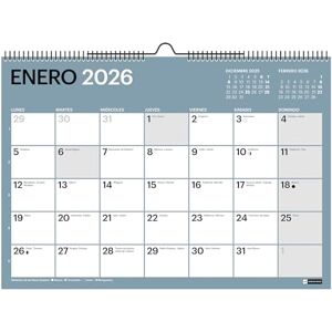 Miquelrius 2026 Chromat Wall Calendar, A4 Yearly Organizer: 296 x 210 mm, Note Space, Double Spiral Binding, 9 Interior Colours, 12 Month Planner, Spanish Miquelrius 2026 Chromat Wall Calendar, A4 Yearly Organizer: 296 x 210 mm, Note Space, Double Spiral Binding, 9 Interior Colours, 12 Month Planner, Spanish
