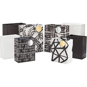 Hallmark 0005EGB7430 Abstract Brushstrokes, Circles, Lines Set of 8 Medium and Large Gift Bags with Handles for Weddings, Graduations, Halloween, Anniversaries, Paper, Black, White, Gold, Silver Hallmark 0005EGB7430 Abstract Brushstrokes, Circles, Lines Set of 8 Medium and Large Gift Bags with Handles for Weddings, Graduations, Halloween, Anniversaries, Paper, Black, White, Gold, Silver