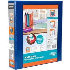 Elba A4 4 D-Ring Binder, 40mm capacity, 60mm spine, Presentation Folder with Customisable Cover, Portrait, Blue (Single) Elba A4 4 D-Ring Binder, 40mm capacity, 60mm spine, Presentation Folder with Customisable Cover, Portrait, Blue (Single)