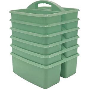 Teacher Created Resources Eucalyptus Green Portable Plastic Storage Caddy 6-Pack for Classrooms, Kids Room, and Office Organization, 3 Compartments Teacher Created Resources Eucalyptus Green Portable Plastic Storage Caddy 6-Pack for Classrooms, Kids Room, and Office Organization, 3 Compartments