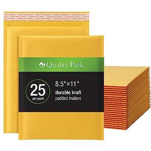 Quality Park Bubble Mailers, 8.25 x 11 Shipping Envelopes, Durable Brown Kraft Padded Envelopes, Redi-Strip Peel Off Closure, 25 Per Box (QUA85759) Quality Park Bubble Mailers, 8.25 x 11 Shipping Envelopes, Durable Brown Kraft Padded Envelopes, Redi-Strip Peel Off Closure, 25 Per Box (QUA85759)
