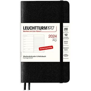 LEUCHTTURM1917 367803 Weekly Calendar & Notebook Pocket (A6) 2024, Soft Cover, Black, German, 12 Months LEUCHTTURM1917 367803 Weekly Calendar & Notebook Pocket (A6) 2024, Soft Cover, Black, German, 12 Months