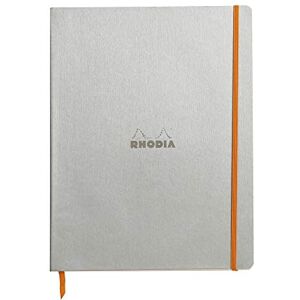 Rhodia 117701C Silver Flexible Notebook A4+ Lined 160 Detachable Pages Ivory Clairefontaine Paper 90 g/m Bookmark, Elastic Closure Faux Leather Cover rama Collection Rhodia 117701C Silver Flexible Notebook A4+ Lined 160 Detachable Pages Ivory Clairefontaine Paper 90 g/m Bookmark, Elastic Closure Faux Leather Cover rama Collection