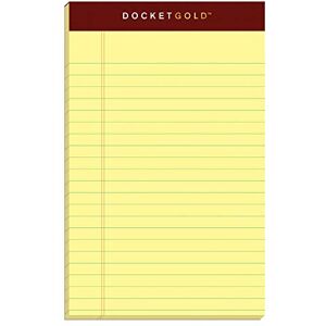 Tops Docket Gold Writing Pads, 5" x 8", Jr. Legal Rule, Canary Paper, 50 Sheets, 12 Pack (63900) Tops Docket Gold Writing Pads, 5" x 8", Jr. Legal Rule, Canary Paper, 50 Sheets, 12 Pack (63900)