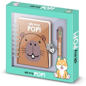 Oh My Pop! Oh My Pop Capybara-Pack of A5 Diary + 6-Coloured Pen, Multicolour Oh My Pop! Oh My Pop Capybara-Pack of A5 Diary + 6-Coloured Pen, Multicolour
