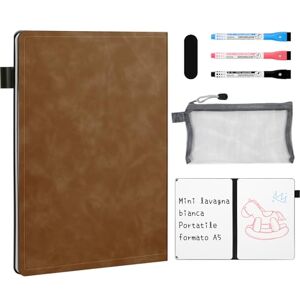 AGM A5 Mini Whiteboard, Portable Dry Erase Board with 3 Colored Markers, Eraser and Mesh Pouch, Ideal for Studying, Meetings, Note-Taking, and Doodling-Brown AGM A5 Mini Whiteboard, Portable Dry Erase Board with 3 Colored Markers, Eraser and Mesh Pouch, Ideal for Studying, Meetings, Note-Taking, and Doodling-Brown