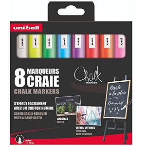uni-ball Chalk Marker – Uni Mitsubishi Pencil – PWE-5M Chalk Markers – Ephemeral Marking, Rain Resistant – Medium Tapered Tip, Zero Plastic Packaging – Pack of 8 Assorted Colours uni-ball Chalk Marker – Uni Mitsubishi Pencil – PWE-5M Chalk Markers – Ephemeral Marking, Rain Resistant – Medium Tapered Tip, Zero Plastic Packaging – Pack of 8 Assorted Colours